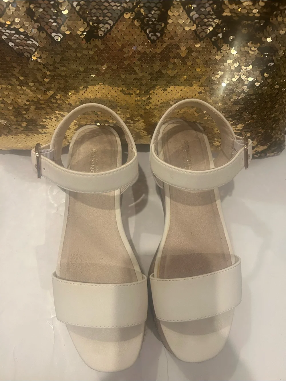 Women's White Platform Espadrille Sandals - Ankle Strap